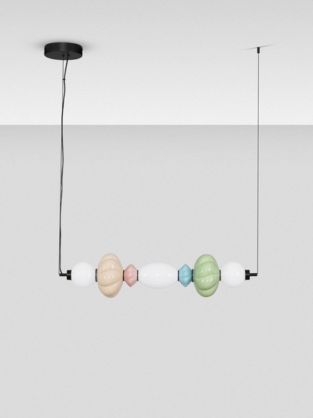 Nova Luce LED Pendelleuchte Oneta dimmbar 23W warmweiss 3000K Mehrfarbig Glas Keramik 90,5x20cm 9009158