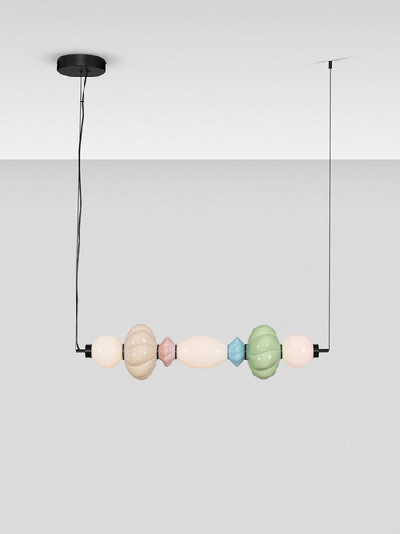 Nova Luce LED Pendelleuchte Oneta dimmbar 23W warmweiss 3000K Mehrfarbig Glas Keramik 90,5x20cm 9009158