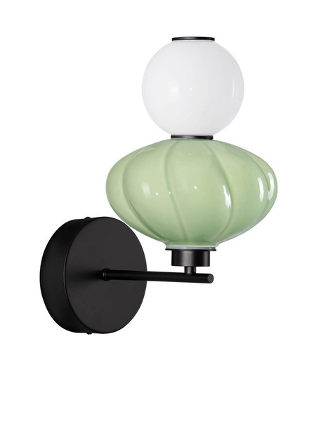 Nova Luce LED Wandleuchte Oneta dimmbar 8W warmweiss 3000K Schwarz Opal Salbeigrün Glas Metall 35x28cm 9009161