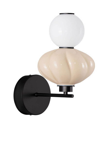 Nova Luce LED Wandleuchte Oneta dimmbar 8W warmweiss 3000K Schwarz Opal Beige Glas Metall 35x28cm 9009162