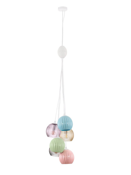 Nova Luce Pendelleuchte Meline 6-flammig 6xE14 Mehrfarbig Glas Metall Ø33cm 9009163