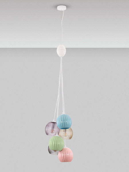 Nova Luce Pendelleuchte Meline 6-flammig 6xE14 Mehrfarbig Glas Metall Ø33cm 9009163
