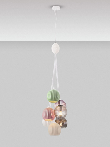 Nova Luce Pendelleuchte Meline 7-flammig 7xE14 Mehrfarbig Glas Metall Ø33cm 9009164