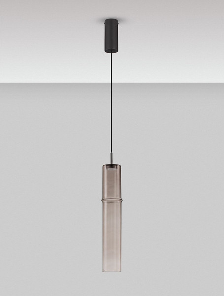 Nova Luce LED Pendelleuchte Sano 3W warmweiss 3000K Mokka Schwarz Glas Metall Ø9cm 9009165