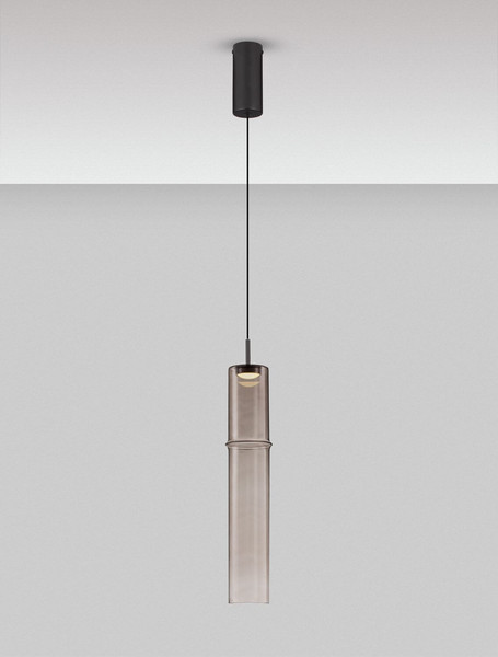 Nova Luce LED Pendelleuchte Sano 3W warmweiss 3000K Mokka Schwarz Glas Metall Ø9cm 9009165