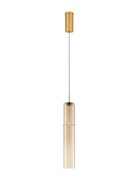 Nova Luce LED Pendelleuchte Sano 3W warmweiss 3000K Cognac Gold Glas Metall Ø9cm 9009166