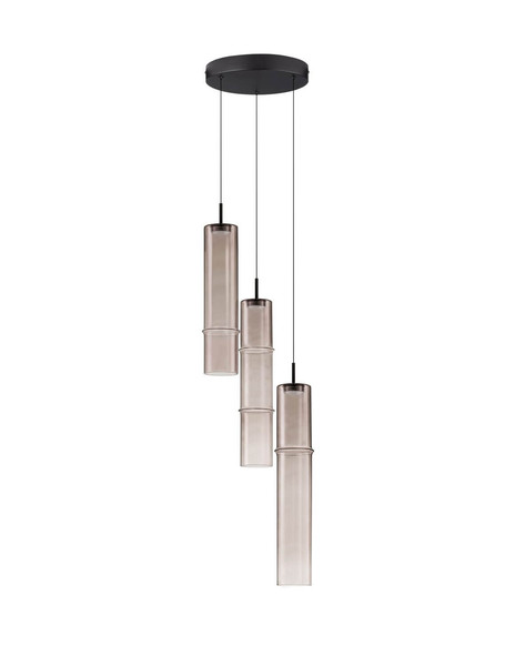 Nova Luce LED Pendelleuchte Sano 9W warmweiss 3000K Mokka Schwarz Glas Metall Ø30cm 9009167