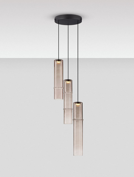 Nova Luce LED Pendelleuchte Sano 9W warmweiss 3000K Mokka Schwarz Glas Metall Ø30cm 9009167