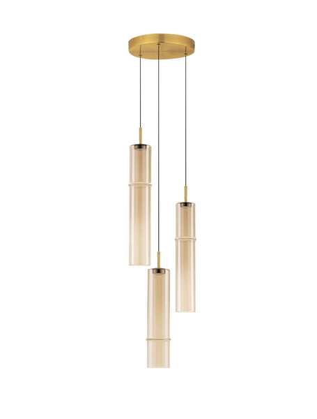 Nova Luce LED Pendelleuchte Sano 9W warmweiss 3000K Cognac Gold Glas Metall Ø30cm 9009168
