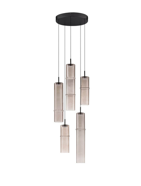 Nova Luce LED Pendelleuchte Sano dimmbar 15W warmweiss 3000K Mokka Schwarz Glas Metall Ø34cm 9009169