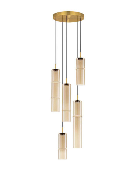 Nova Luce LED Pendelleuchte Sano dimmbar 15W warmweiss 3000K Cognac Gold Glas Metall Ø34cm 9009170