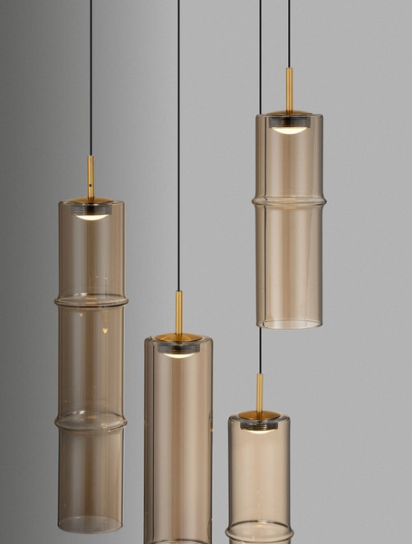 Nova Luce LED Pendelleuchte Sano dimmbar 15W warmweiss 3000K Cognac Gold Glas Metall Ø34cm 9009170