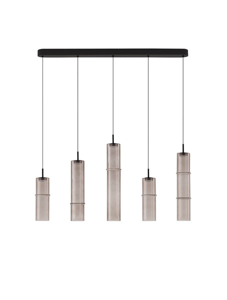 Nova Luce LED Pendelleuchte Sano dimmbar 18W warmweiss 3000K Mokka Schwarz Glas Metall Ø94cm 9009171