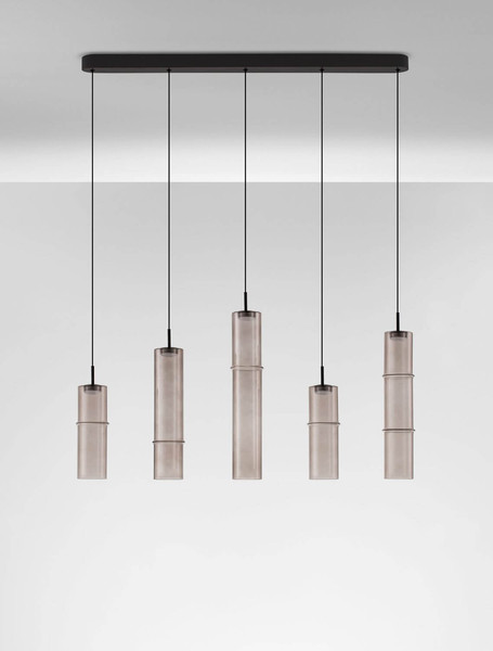 Nova Luce LED Pendelleuchte Sano dimmbar 18W warmweiss 3000K Mokka Schwarz Glas Metall Ø94cm 9009171