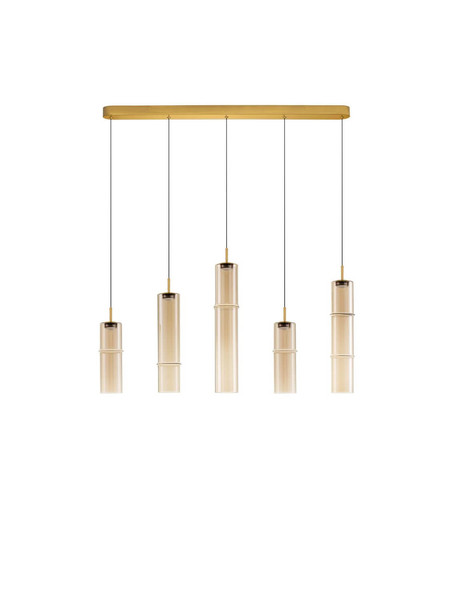 Nova Luce LED Pendelleuchte Sano dimmbar 18W warmweiss 3000K Cognac Gold Glas Metall Ø94cm 9009172