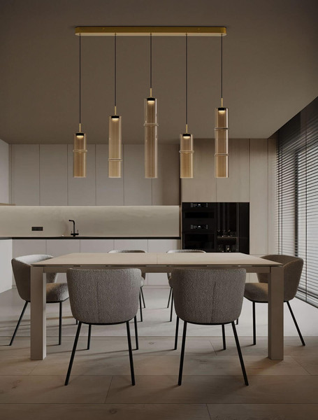 Nova Luce LED Pendelleuchte Sano dimmbar 18W warmweiss 3000K Cognac Gold Glas Metall Ø94cm 9009172