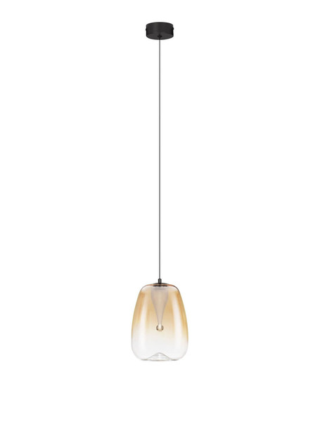Nova Luce LED Pendelleuchte Oblo 3W warmweiss 3000K Bernstein Schwarz Glas Metall Ø16cm 9009173