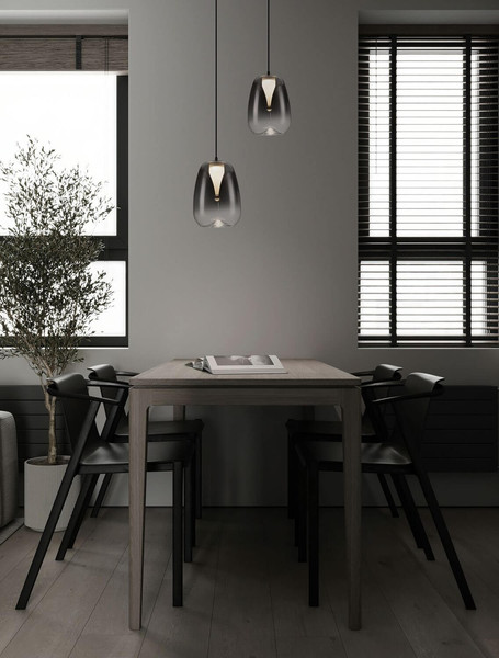 Nova Luce LED Pendelleuchte Oblo 3W warmweiss 3000K Rauchgrau Schwarz Glas Metall Ø16cm 9009174