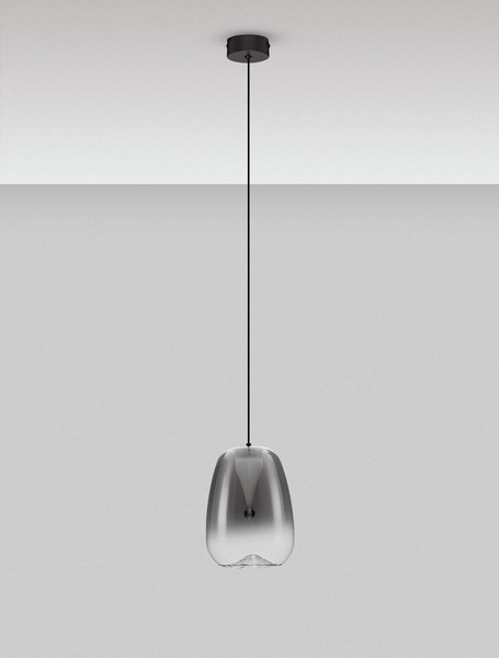 Nova Luce LED Pendelleuchte Oblo 3W warmweiss 3000K Rauchgrau Schwarz Glas Metall Ø16cm 9009174