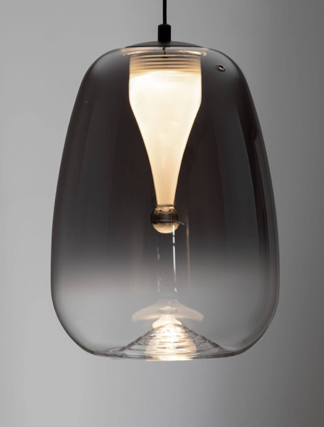 Nova Luce LED Pendelleuchte Oblo 3W warmweiss 3000K Rauchgrau Schwarz Glas Metall Ø16cm 9009174