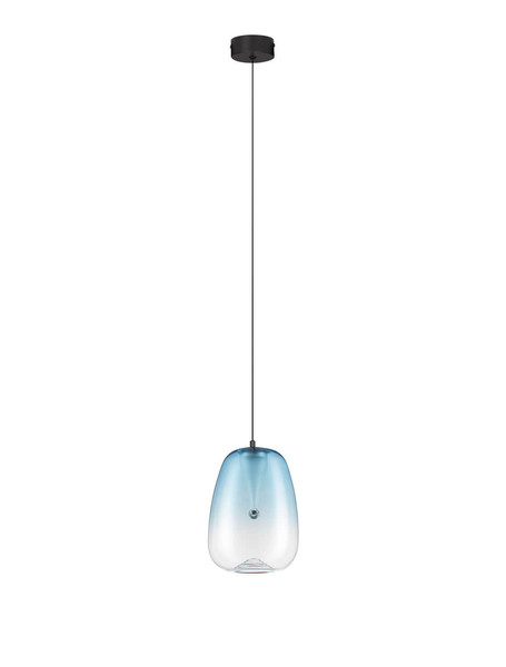 Nova Luce LED Pendelleuchte Oblo 3W warmweiss 3000K Hellblau Schwarz Glas Metall Ø16cm 9009175