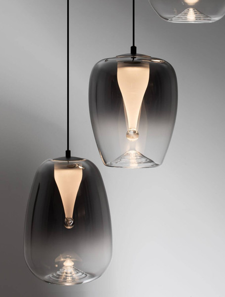 Nova Luce LED Pendelleuchte Oblo 10W warmweiss 3000K Rauchgrau Schwarz Glas Metall Ø41cm 9009176