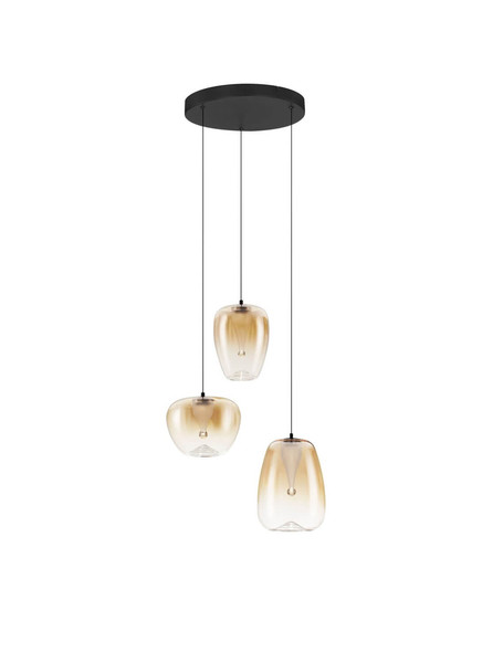 Nova Luce LED Pendelleuchte Oblo 10W warmweiss 3000K Bernstein Schwarz Glas Metall Ø41cm 9009177