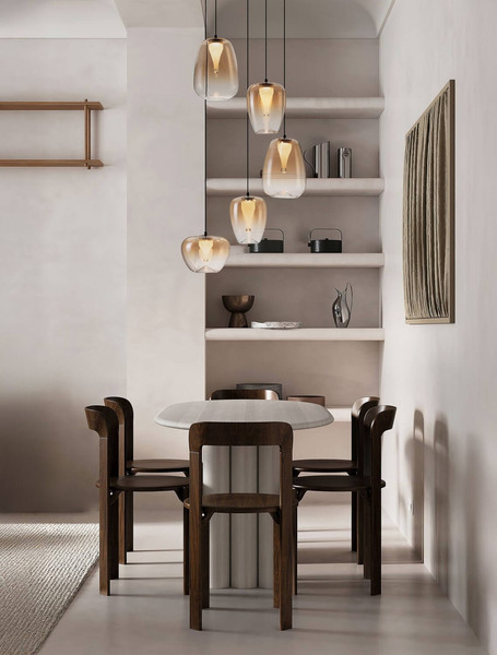 Nova Luce LED Pendelleuchte Oblo dimmbar 18W warmweiss 3000K Bernstein Schwarz Glas Metall Ø47cm 9009179