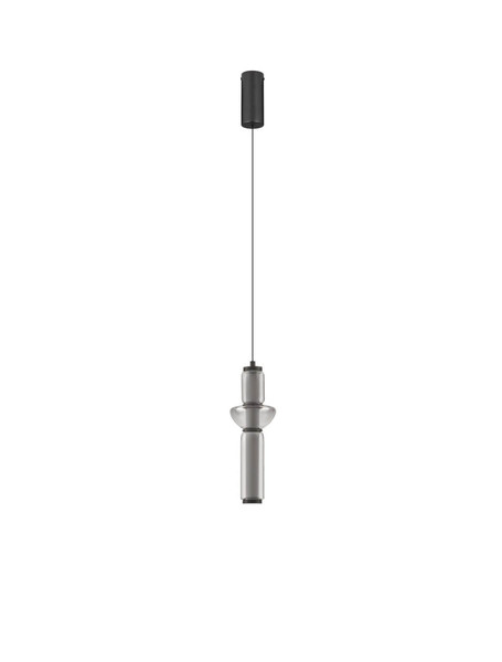 Nova Luce LED Pendelleuchte Ulon dimmbar 13W warmweiss 3000K Rauchgrau Schwarz Glas Metall Ø12cm 9009180