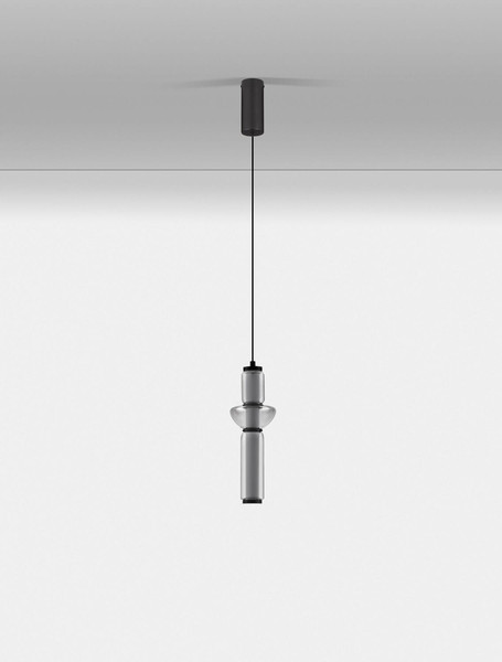 Nova Luce LED Pendelleuchte Ulon dimmbar 13W warmweiss 3000K Rauchgrau Schwarz Glas Metall Ø12cm 9009180