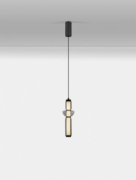 Nova Luce LED Pendelleuchte Ulon dimmbar 13W warmweiss 3000K Rauchgrau Schwarz Glas Metall Ø12cm 9009180