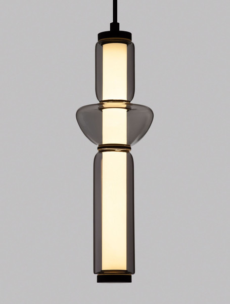 Nova Luce LED Pendelleuchte Ulon dimmbar 13W warmweiss 3000K Rauchgrau Schwarz Glas Metall Ø12cm 9009180