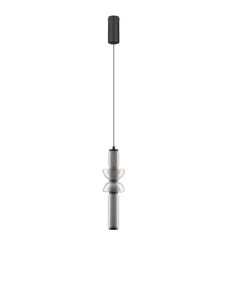 Nova Luce LED Pendelleuchte Ulon dimmbar 15W warmweiss 3000K Rauchgrau Schwarz Glas Metall 71-260cm Ø12cm 9009181