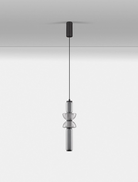 Nova Luce LED Pendelleuchte Ulon dimmbar 15W warmweiss 3000K Rauchgrau Schwarz Glas Metall 71-260cm Ø12cm 9009181
