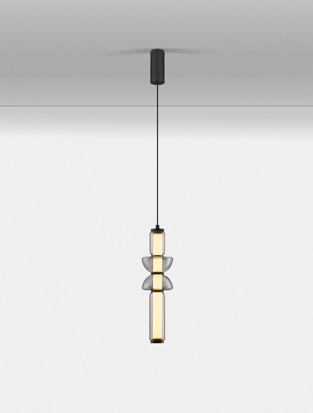 Nova Luce LED Pendelleuchte Ulon dimmbar 15W warmweiss 3000K Rauchgrau Schwarz Glas Metall 71-260cm Ø12cm 9009181