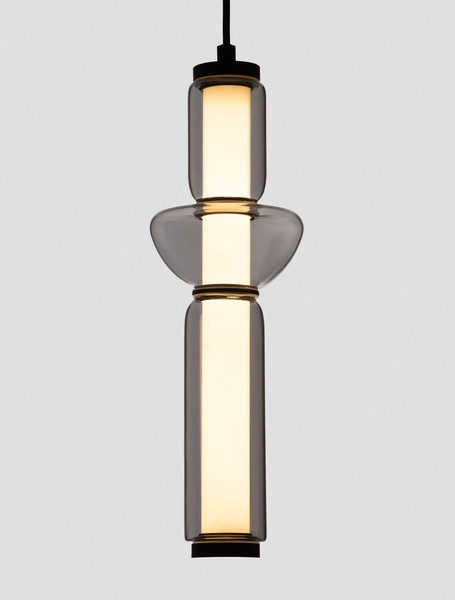Nova Luce LED Pendelleuchte Ulon dimmbar 15W warmweiss 3000K Rauchgrau Schwarz Glas Metall 71-260cm Ø12cm 9009181