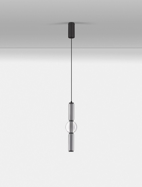 Nova Luce LED Pendelleuchte Ulon dimmbar 15W warmweiss 3000K Rauchgrau Schwarz Glas Metall 80-270cm Ø12cm 9009182