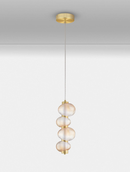 Nova Luce LED Pendelleuchte Leda dimmbar 15W warmweiss 3000K Bernstein Hellgold Glas Metall Ø16cm 9009184