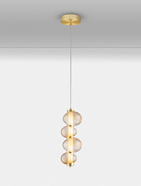 Nova Luce LED Pendelleuchte Leda dimmbar 15W warmweiss 3000K Bernstein Hellgold Glas Metall Ø16cm 9009184