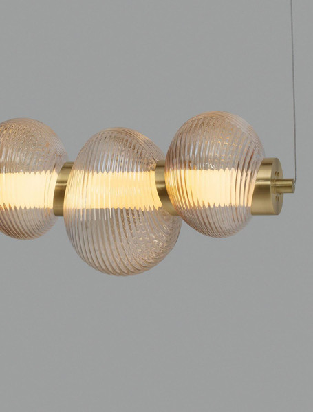 Nova Luce LED Pendelleuchte Leda dimmbar 30W warmweiss 3000K Bernstein Hellgold Glas Metall 97x16cm 9009186