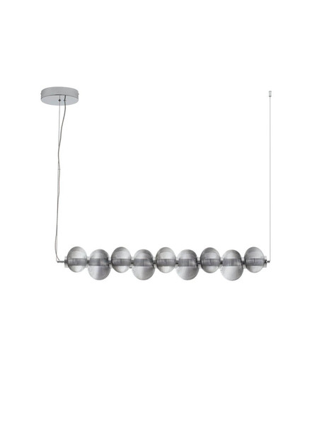 Nova Luce LED Pendelleuchte Leda dimmbar 30W warmweiss 3000K Rauchgrau Chrom Glas Metall 97x16cm 9009187
