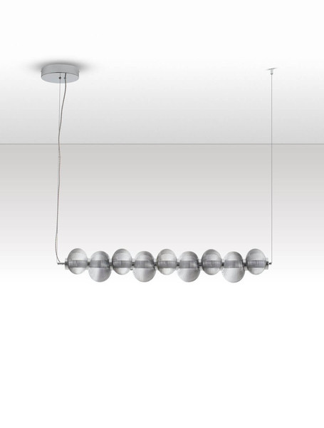 Nova Luce LED Pendelleuchte Leda dimmbar 30W warmweiss 3000K Rauchgrau Chrom Glas Metall 97x16cm 9009187