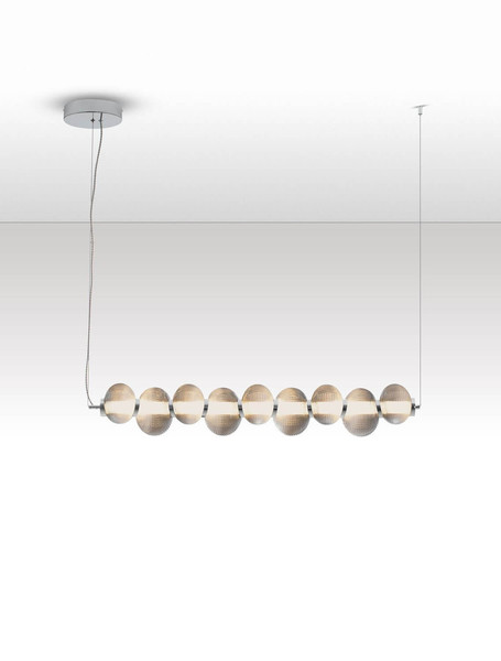 Nova Luce LED Pendelleuchte Leda dimmbar 30W warmweiss 3000K Rauchgrau Chrom Glas Metall 97x16cm 9009187