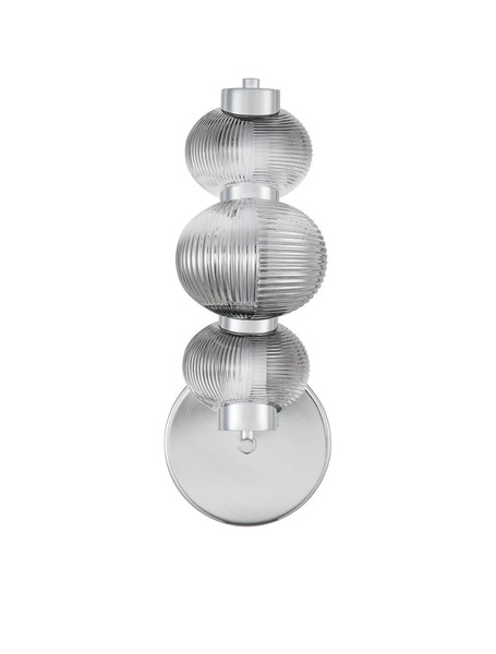 Nova Luce LED Wandleuchte Leda dimmbar 12W warmweiss 3000K Rauchgrau Chrom Glas Metall 42,5x22cm 9009189