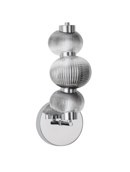 Nova Luce LED Wandleuchte Leda dimmbar 12W warmweiss 3000K Rauchgrau Chrom Glas Metall 42,5x22cm 9009189