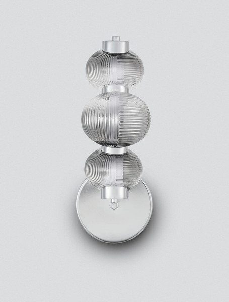 Nova Luce LED Wandleuchte Leda dimmbar 12W warmweiss 3000K Rauchgrau Chrom Glas Metall 42,5x22cm 9009189
