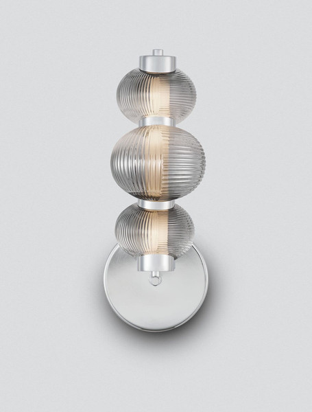 Nova Luce LED Wandleuchte Leda dimmbar 12W warmweiss 3000K Rauchgrau Chrom Glas Metall 42,5x22cm 9009189