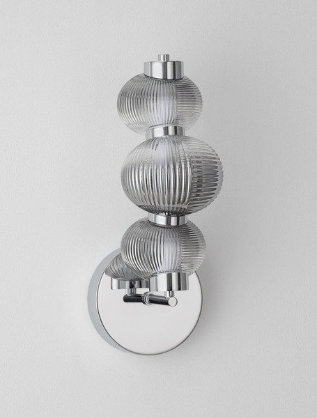 Nova Luce LED Wandleuchte Leda dimmbar 12W warmweiss 3000K Rauchgrau Chrom Glas Metall 42,5x22cm 9009189