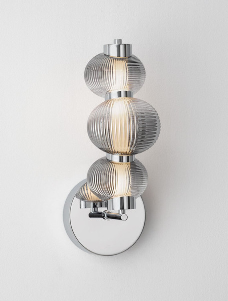 Nova Luce LED Wandleuchte Leda dimmbar 12W warmweiss 3000K Rauchgrau Chrom Glas Metall 42,5x22cm 9009189