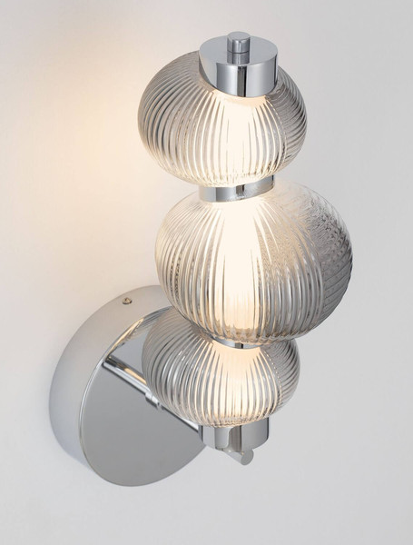 Nova Luce LED Wandleuchte Leda dimmbar 12W warmweiss 3000K Rauchgrau Chrom Glas Metall 42,5x22cm 9009189